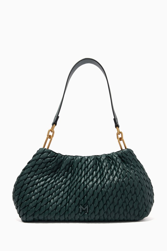 

Gift Shoulder Bag in Pleated PU Leather, Green