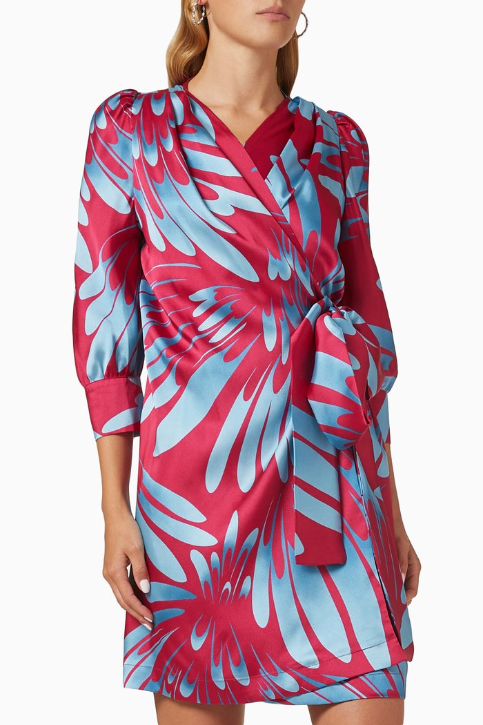 Uta Mini Wrap Dress, Burgundy