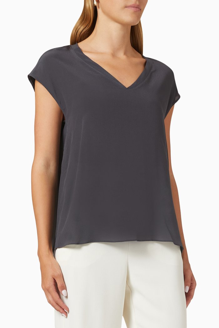 

Nievo Top in Silk Crepe de Chine, Grey