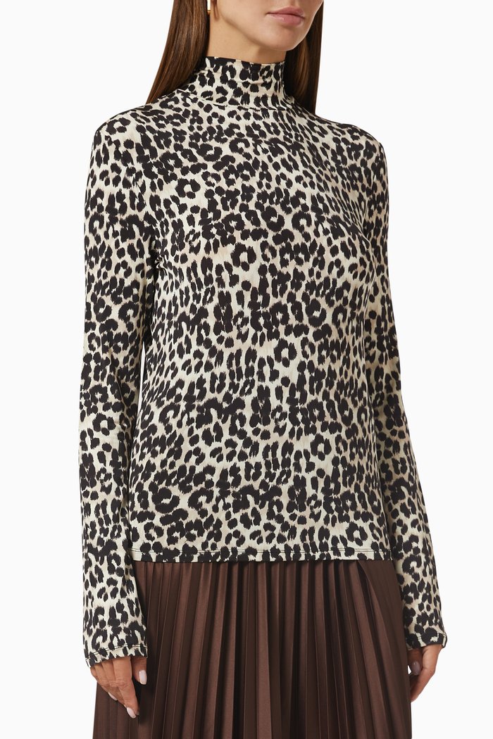 

Novella Animal Print Shirt in Viscose, Neutral