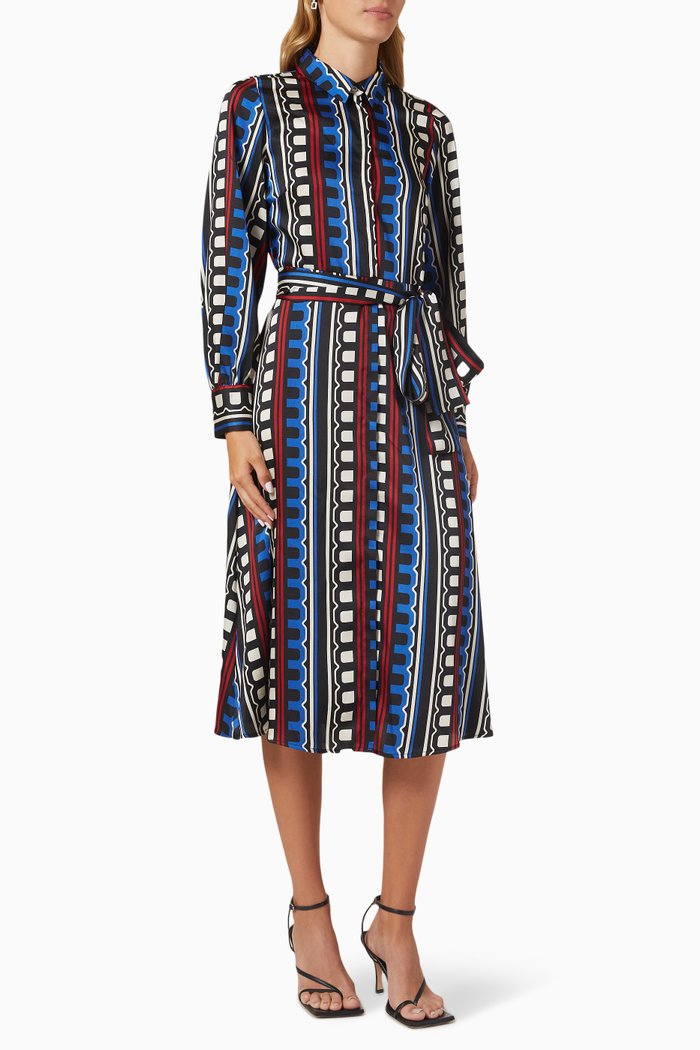 

Menage Print Dress in Twill, Blue
