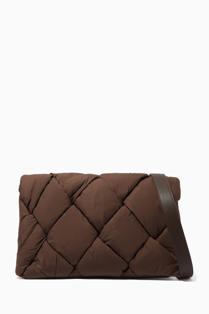 

Romeo Shoulder Bag in Quilted Nylon, Brown