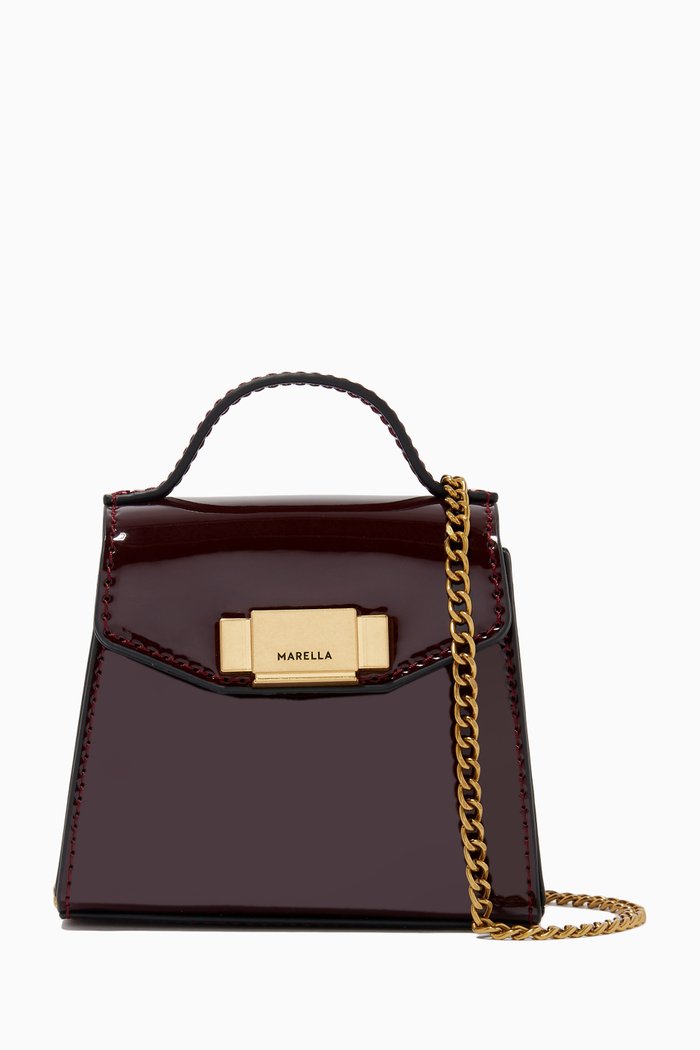 

Raffio Mini Shoulder Bag in Patent Leather, Black