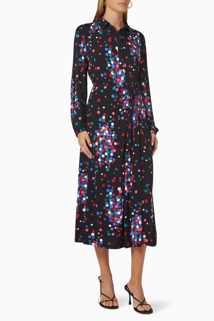 Gerico Printed Midi Dress, Black