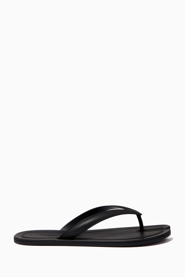 Tabi Flip Flops in Leather, Black