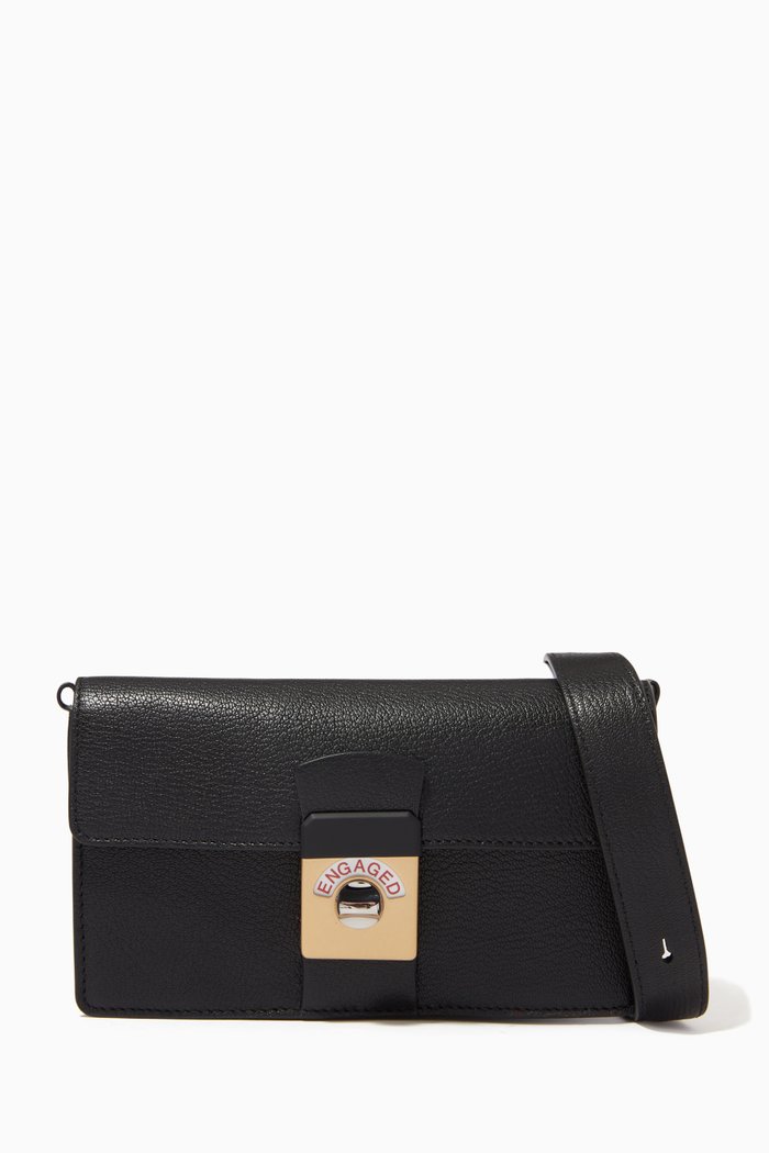 

New Lock Horizontal Crossbody Bag in Goat Leather, Black