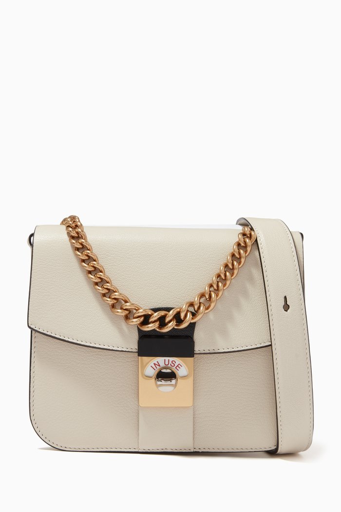 

New Lock Crossbody Bag in Goat Leather, Grey