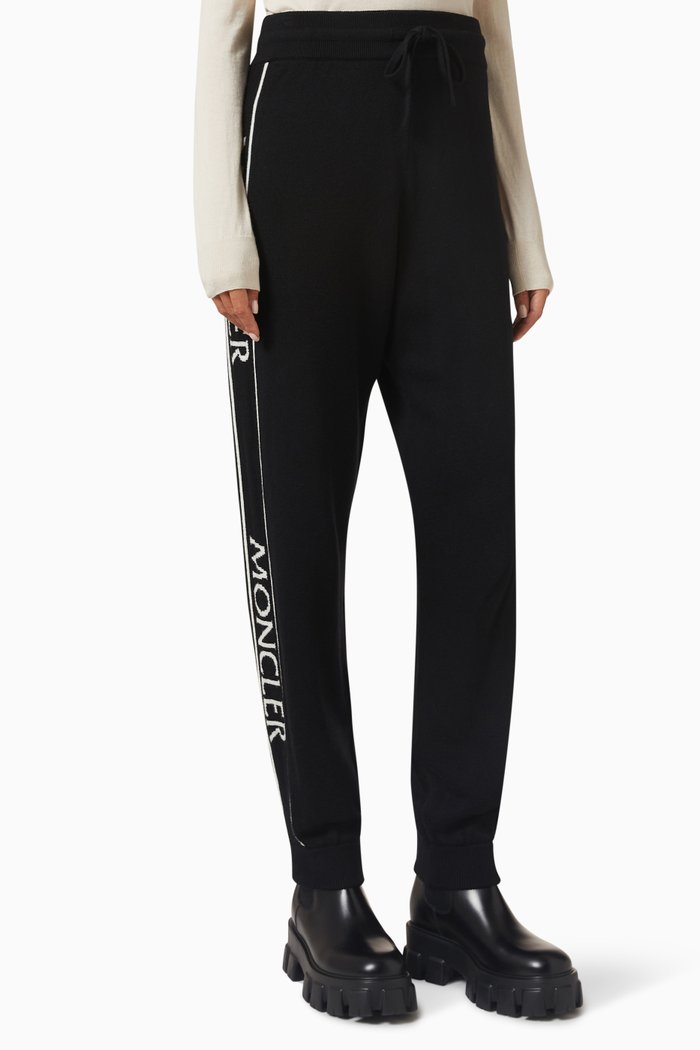 

Logo Trim Sweatpants in Merino Wool, Black