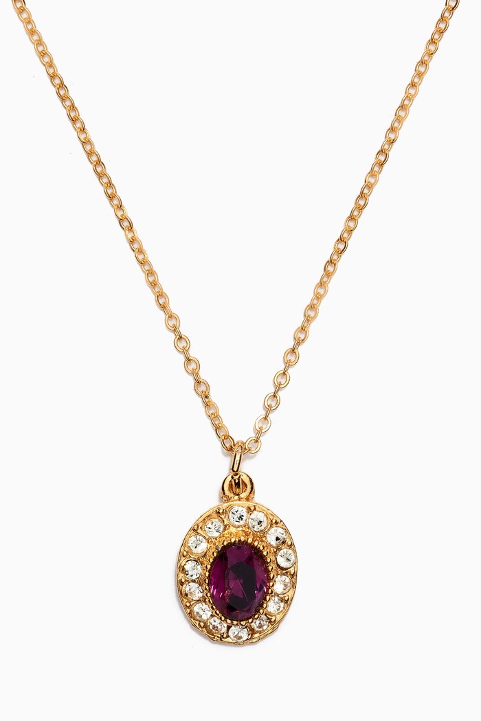 

Rediscovered 1980s Edwardian Revival Faux Amethyst Pendant Necklace, Gold