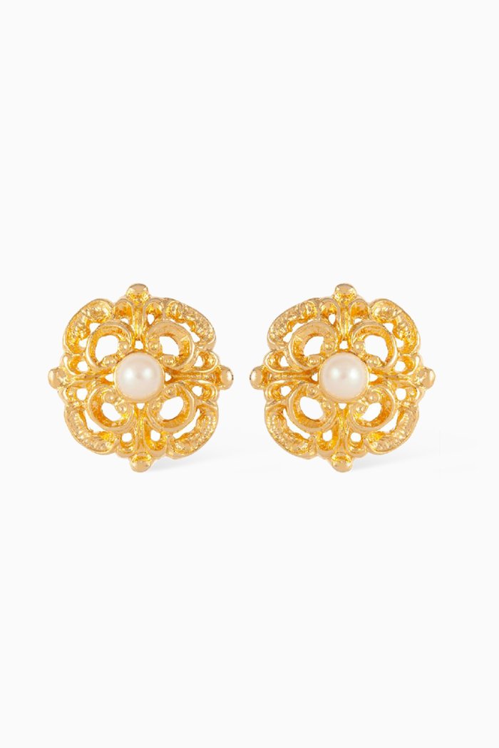 

Rediscovered 1980s Faux Pearl Clip-on Earrings, Gold