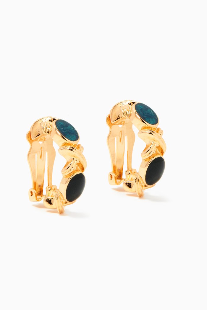 

Rediscovered 1980s Enamel Clip-on Demi-hoops, Gold
