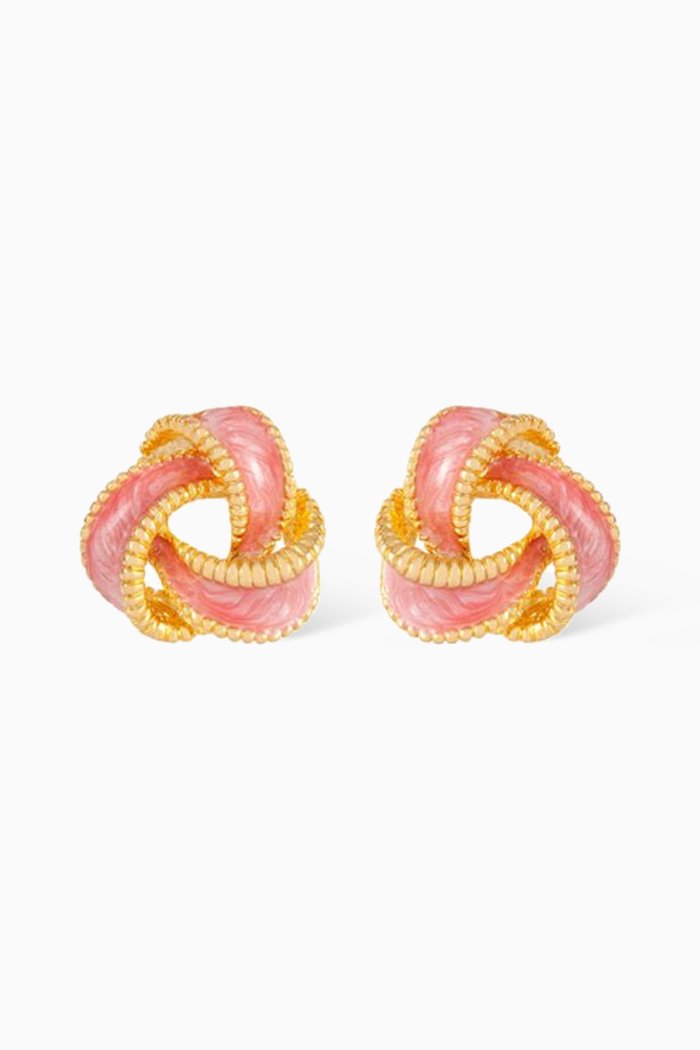 Rediscovered 1980s Enamel Knot Clip-on Earrings, Gold