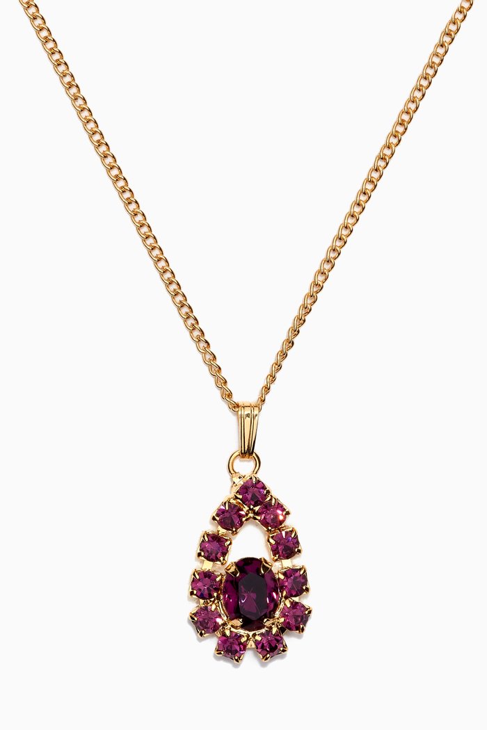 

Rediscovered 1980s Edwardian Revival Faux Amethyst Pendant Necklace, Gold