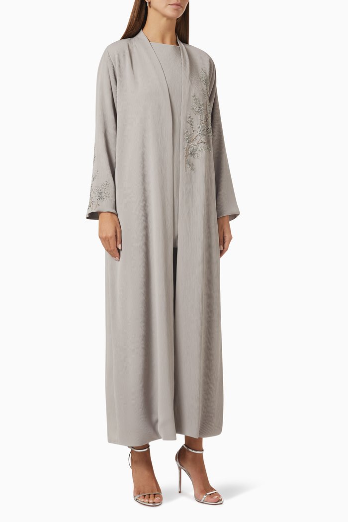 

Embroidered Abaya Set, Neutral