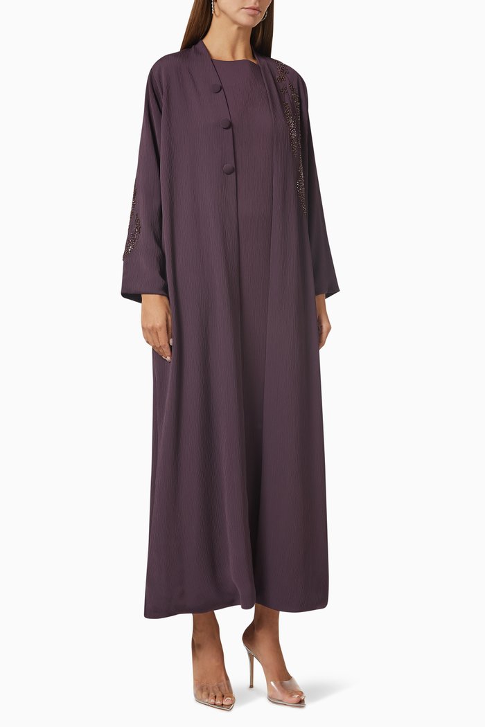

Embellished Abaya Set, Purple