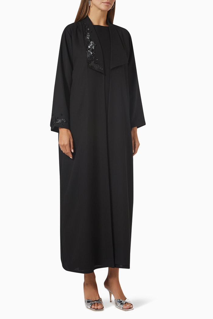 

Embellished Abaya Set, Black