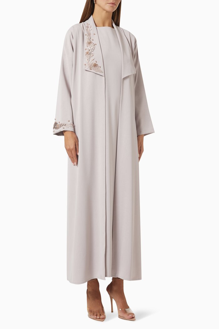 

Embellished Abaya Set, White