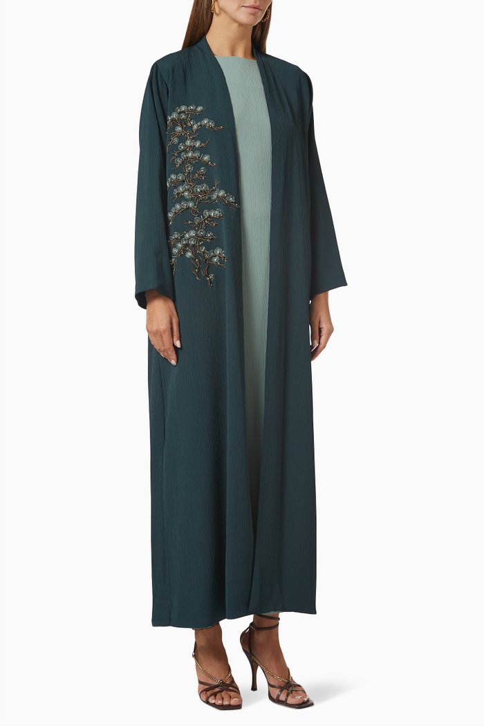

Embroidered Abaya Set, Green