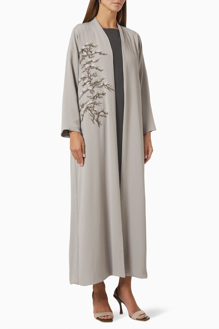 

Embroidered Abaya Set, Grey