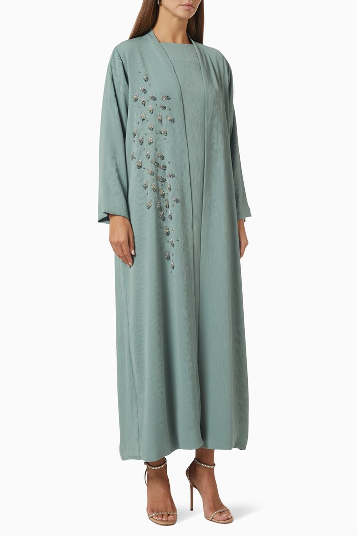 Embellished Abaya Set, Green