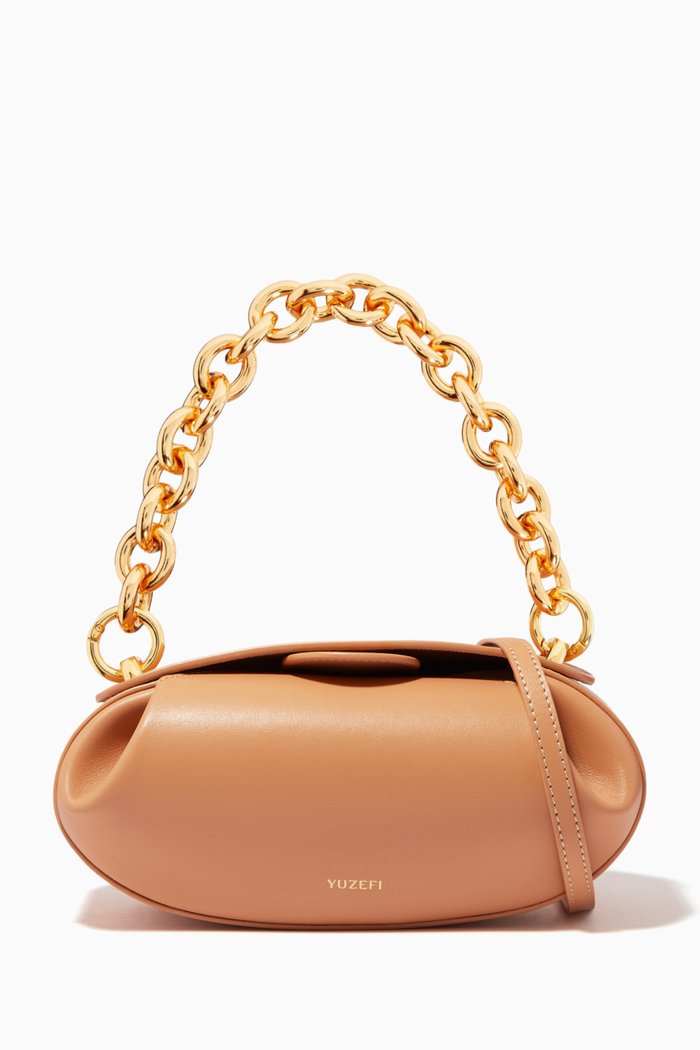 

Dinner Roll Top-handle Bag in Bovine Leather, Neutral
