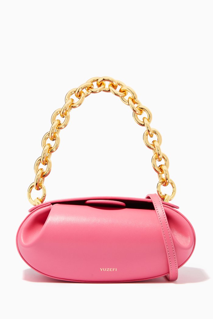 

Dinner Roll Top-handle Bag in Bovine Leather, Pink