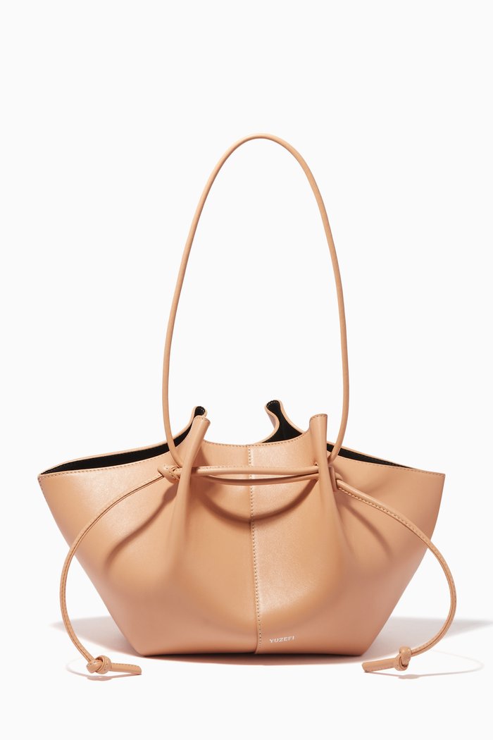 

Small Mochi Tote Bag in Leather, Neutral