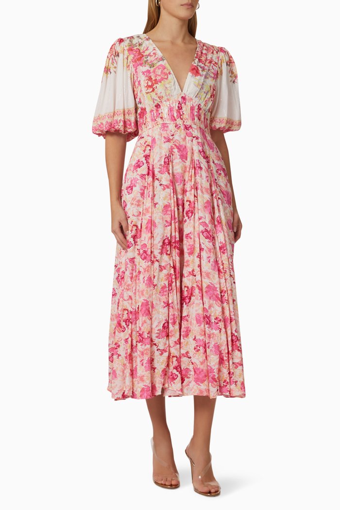 

Nova Printed Midi Dress, Pink