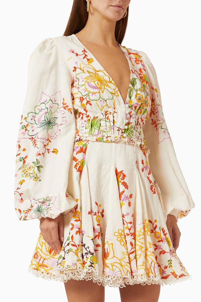Hoor Printed Mini Dress, Yellow