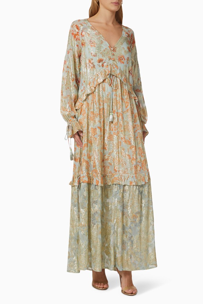 

Sahar Printed Kaftan, Silver