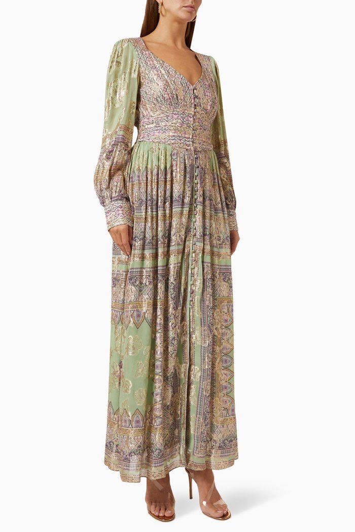 

Noor Printed Maxi Dress, Green