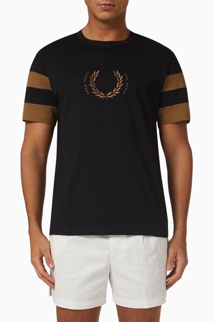 Bold Tipped T-shirt in Cotton Jersey, Black