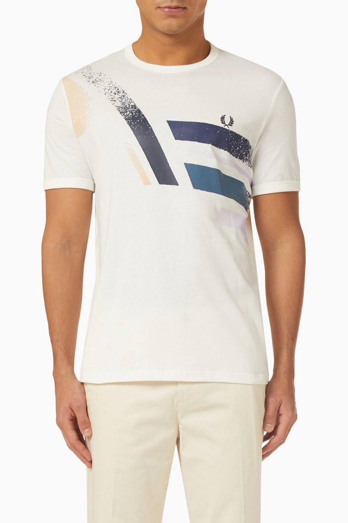 

Abstract Print T-shirt in Cotton Jersey, White