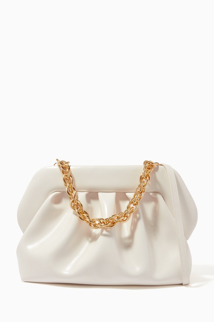 

Medium Bios Clutch Bag in Shiny Vegan Leather, White