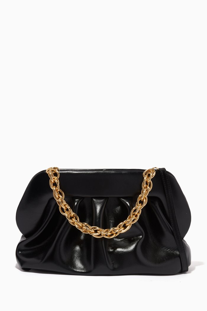 

Medium Bios Clutch Bag in Shiny Vegan Leather, Black