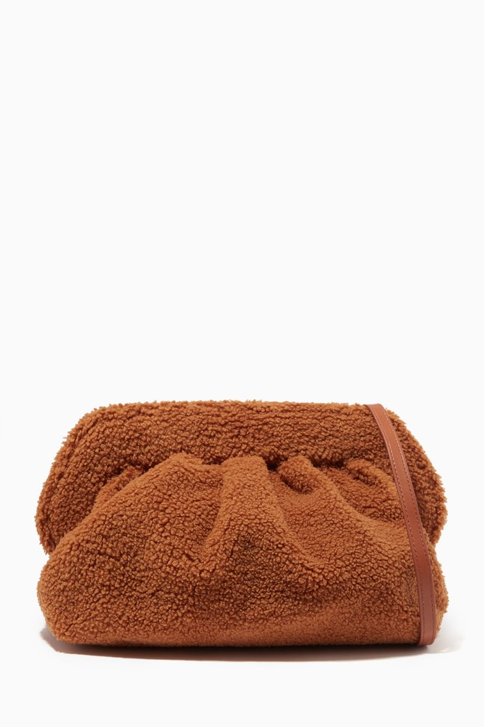 

Medium Bios Clutch Bag in Faux Re-Fur, Brown
