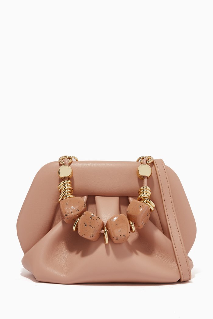 

Gea Stone-embellished Mini Clutch Bag in Vegan Nappa Leather, Pink