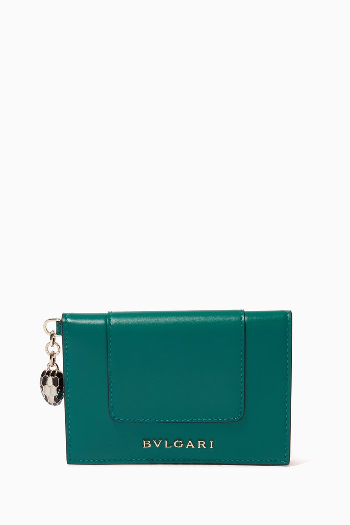 

Serpenti Forever Card Holder in Calfskin, Green