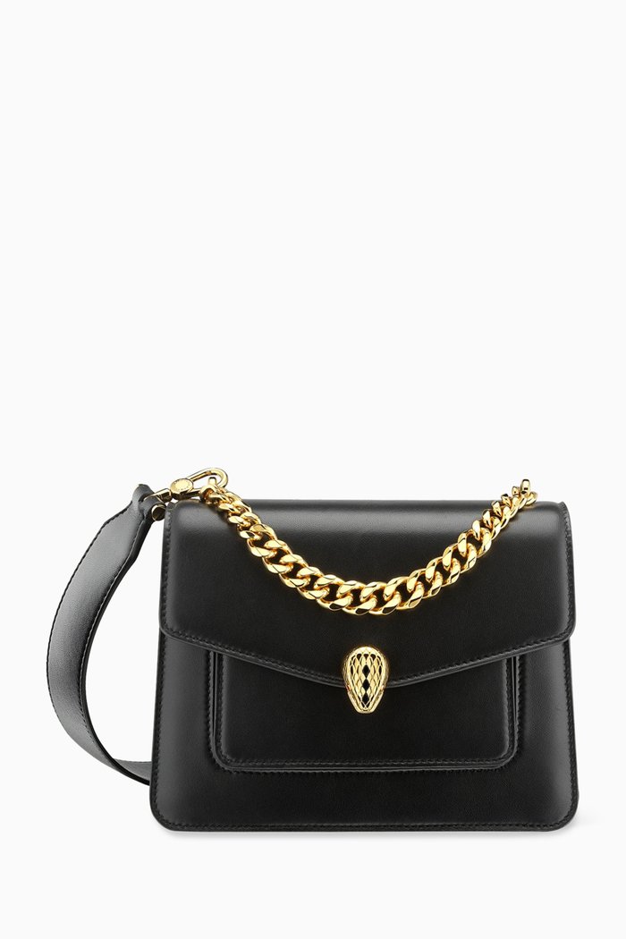 

Serpenti Forever Chain Crossbody Bag in Nappa, Black