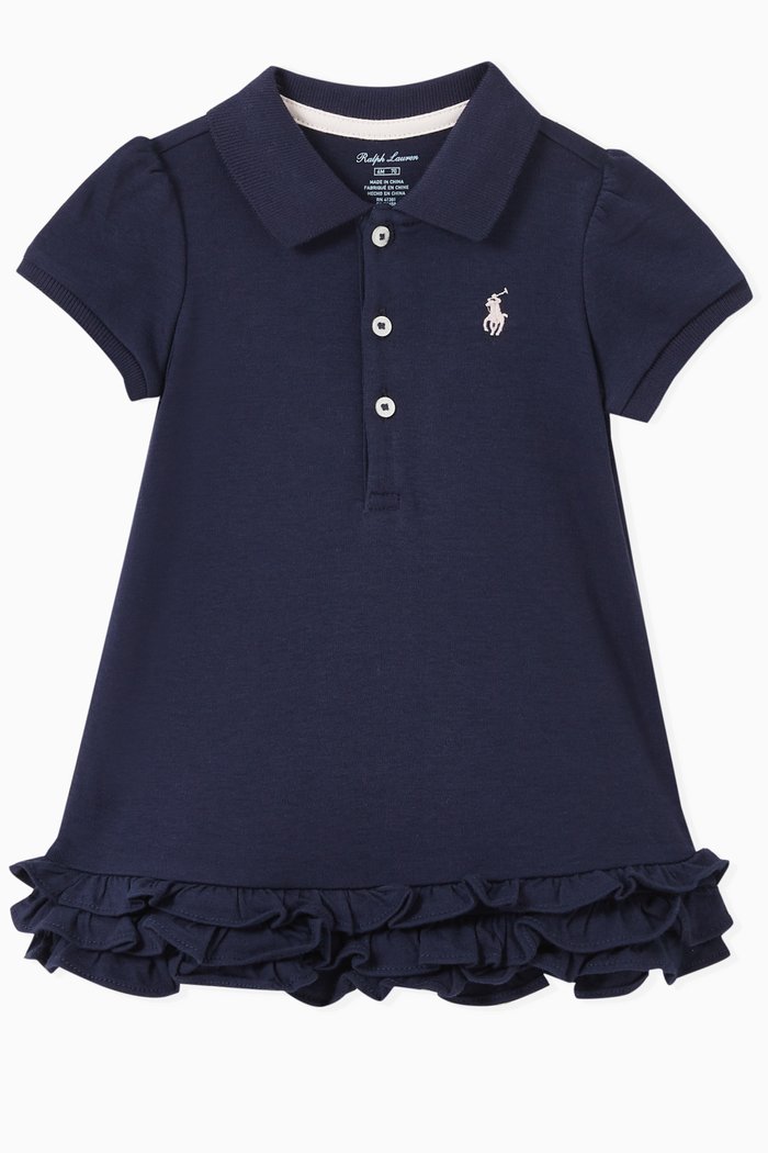 

Ruffled Logo Dress in Cotton, Blue