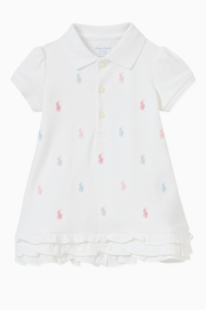 

Ruffled Polo Dress & Bloomer Set in Cotton, White