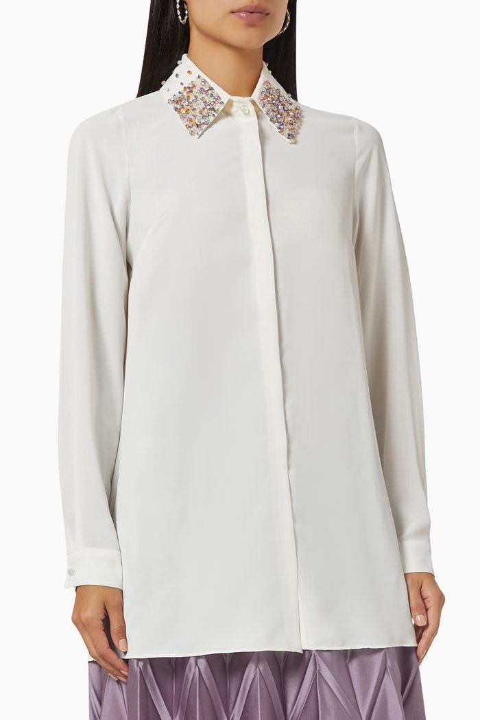 

Lucia Crystal-embellished Shirt, White