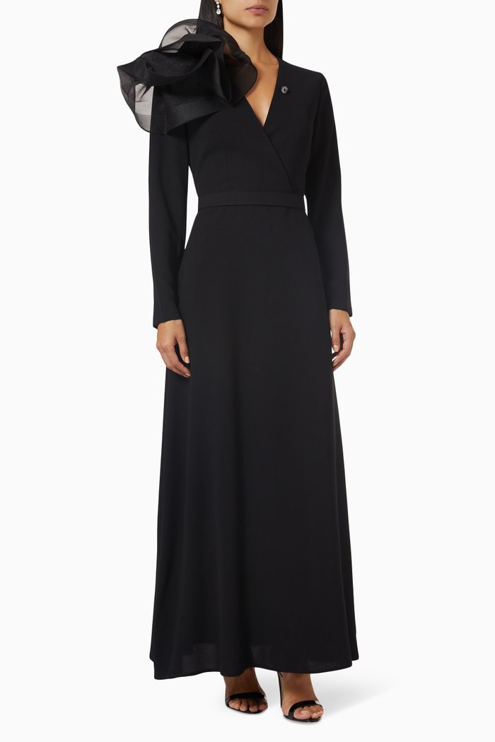 

Peru Ruffled Maxi Dress, Black