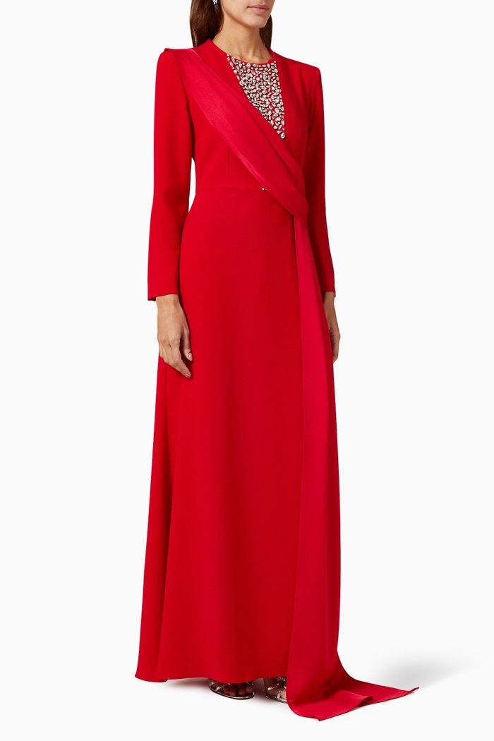 

Queen's Sphere Crystal-embellished Maxi Dress, Red