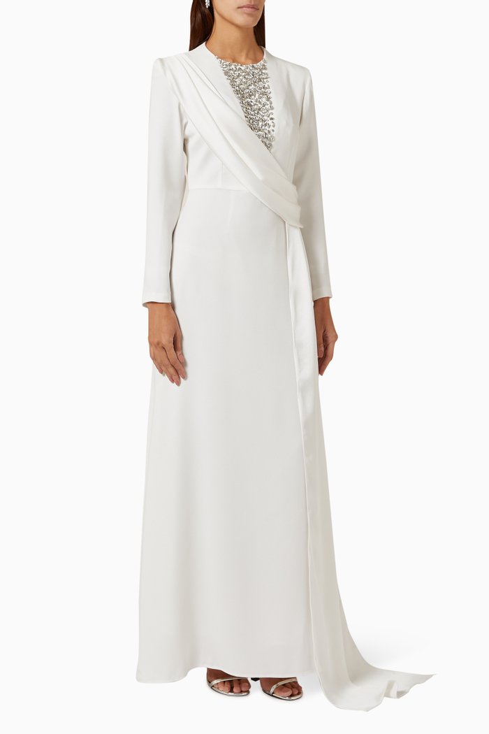 

Queen's Sphere Crystal-embellished Maxi Dress, White