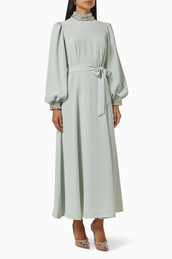 

Diamonds Crystal-embellished Maxi Dress in Crêpe, Green