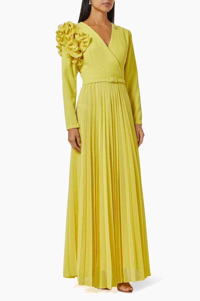 

Clarkey Ruffle-trimmed Maxi Dress in Crêpe, Yellow