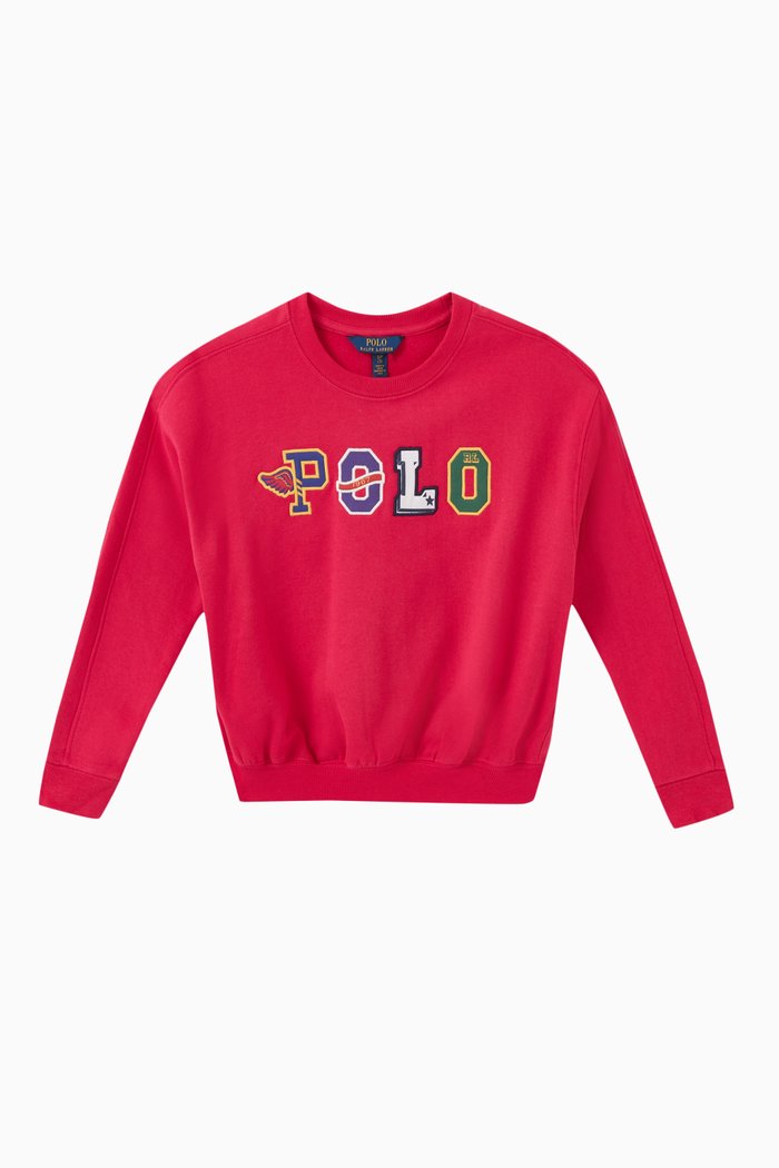 Polo Logo Patch Sweatshirt in Cotton, Pink