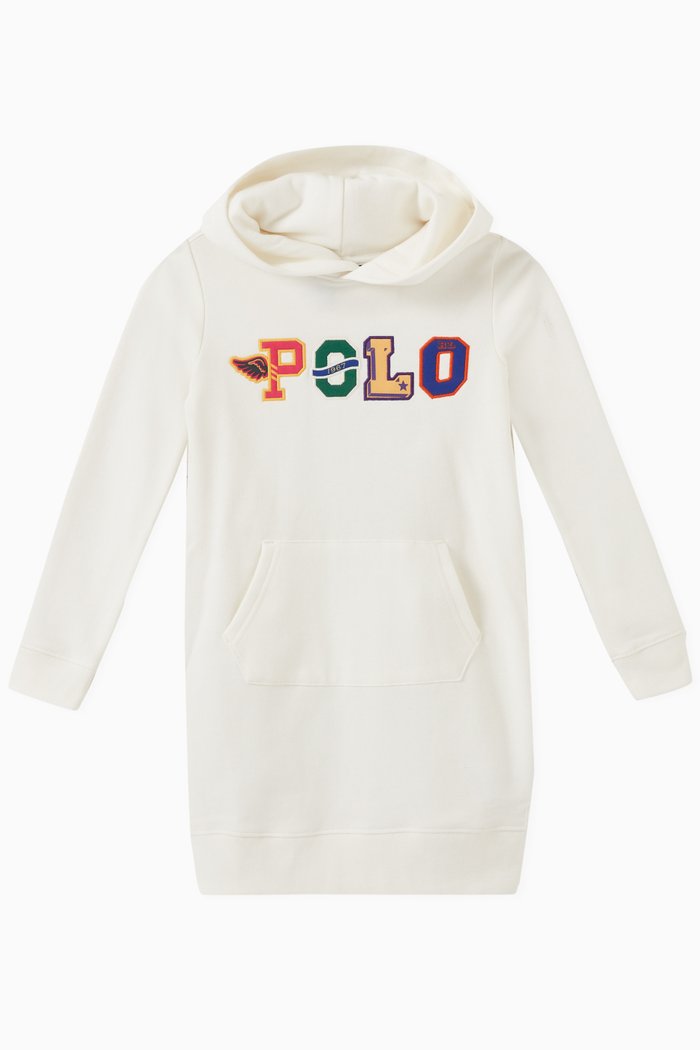 

Polo Logo Patch Sweatshirt Dress in Cotton, Neutral