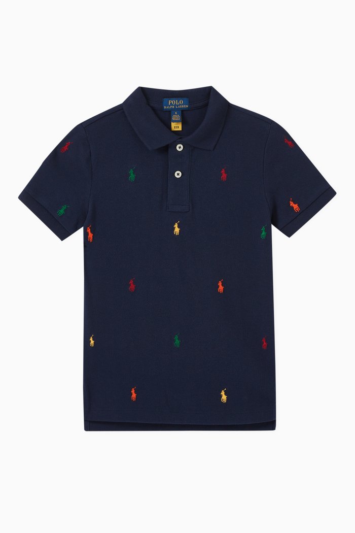 

Logo Polo Shirt in Cotton Piqué, Blue